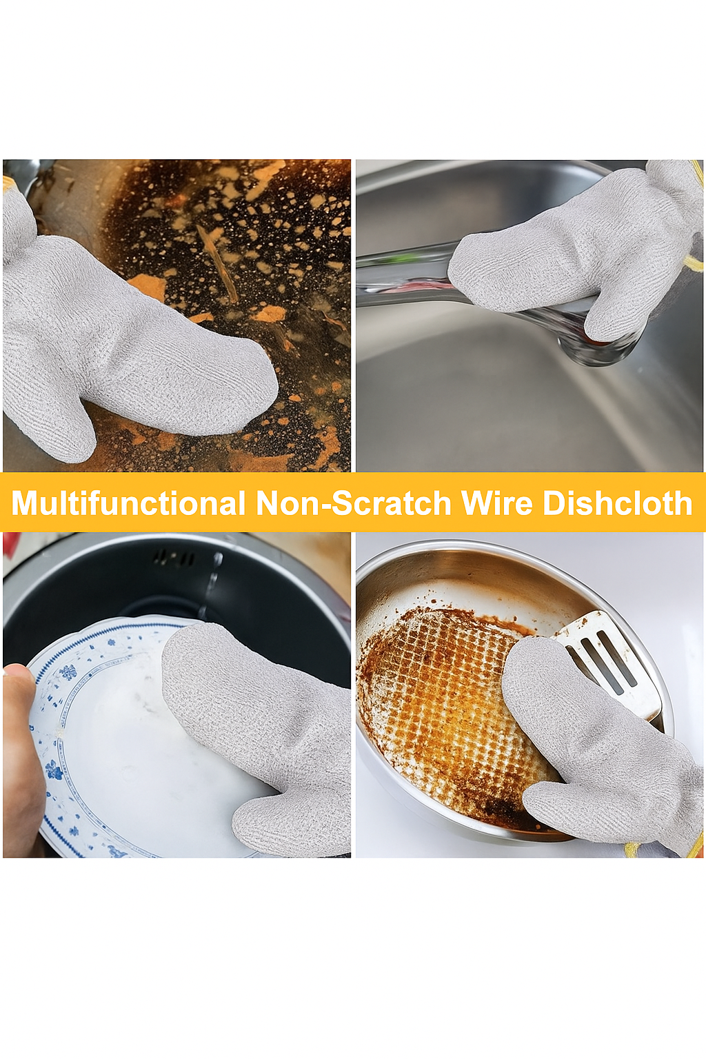"Reusable Steel Dishwashing Gloves for Kitchen Cleaning Tools – Heat & Water Resistant, Skin-Friendly Hand Protection Mitts with Strong Grip"