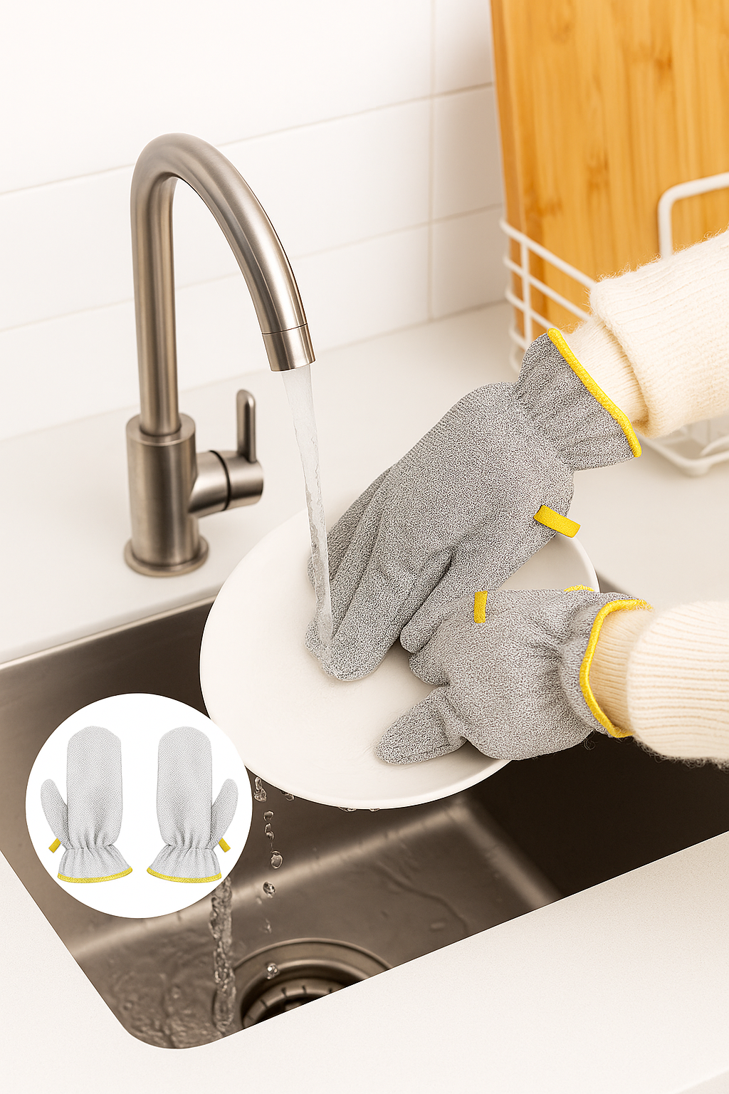 "Reusable Steel Dishwashing Gloves for Kitchen Cleaning Tools – Heat & Water Resistant, Skin-Friendly Hand Protection Mitts with Strong Grip"